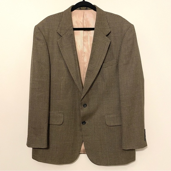 OSCAR DE LA RENTA Houndstooth Classic Men’s Blazer - Brown Size 43R